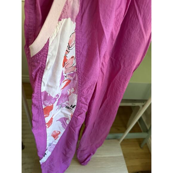 VTG Windbreaker 80s 90s Jogger Pants Pink Hammer Floral Grandma Gorpcore S Ski - Picture 6 of 9